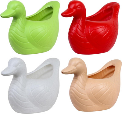 Nursery Hub Decorating 4 Pcs Duck Shape Indoor gamla planter pots plant containers Plant Container Set(Pack of 4, Plastic)