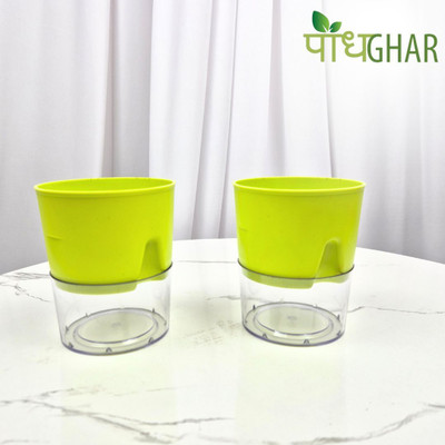 podhghar Self Watering Planters Plant Container Set(Pack of 2, Plastic)