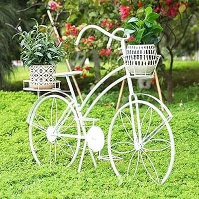 ICON CREATION Cycle Plant Stand Metal Standing Planter Stand Flower Holder Indoor/Outdoor Home Plant Container Set(Metal)
