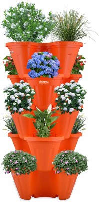 Sharpex POTS4NATURE 5Tier Stack-A-Pot for Plastic Planter Pots for Garden Indoor/Outdoor Plant Container Set(Plastic)