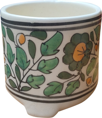 GPT Ceramic Planter Pot Traditional Mughal Floral Hand Painted Plant Container Set(Ceramic)