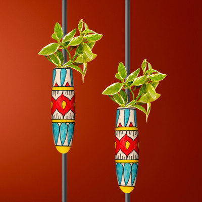 lazy gardener Ceramic Magnetic Planter | Unique Decorative Planter Stand Set of 2 Plant Container Set(Pack of 2, Ceramic)