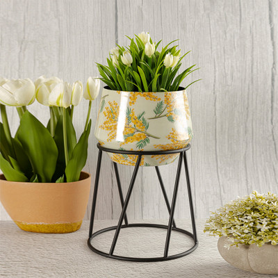 Metalsmith Elegant Table Planter With Stand For Indoor Plants And Flowers (Std, Pack Of 1) Plant Container Set(Metal)