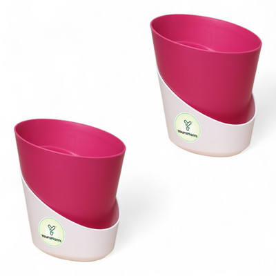 YoursPlants Atlantis 7inch Self Watering pot X 2 Plant Container Set(Pack of 2, Plastic)