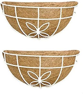 Garden Deco 12 Inch Flower Design Wall Baskets (Set of 2 PCs) Plant Container Set(Pack of 2, Metal)