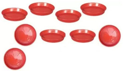 VirajSanchi BOTTOM/BASE PLATE FOR GARDEN POT RED COLOR 6 INCH SIZE PACK OF 9 Plant Container Set(Pack of 9, Plastic)