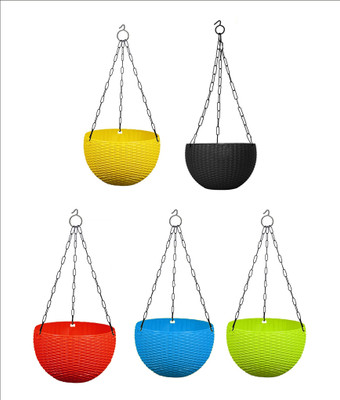 Besttrader Hanging Basket For Indoor and Outdoor with Chain Plant Container Set(Pack of 5, Plastic)