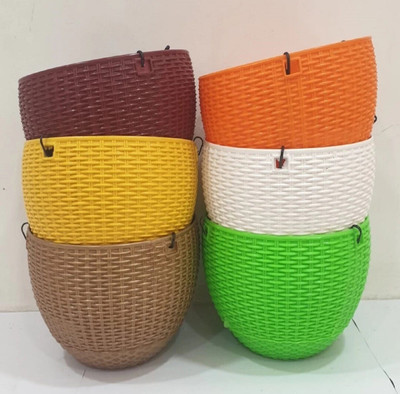 Virajsanchi Enterprises Hanging Euro Basket Flower Pot Plant Container Set(Pack of 6, Plastic)