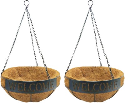 Garden King 12 INCH Welcome Basket with Chain for Indoor/Outdoor Home & Garden Decoration Plant Container Set(Pack of 2, Metal)