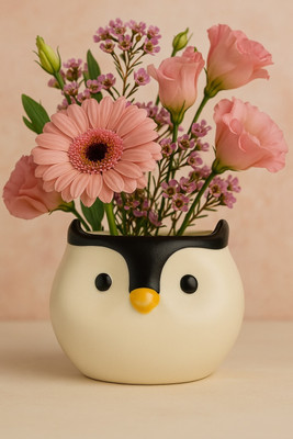 YUTORI Cute Owl Shape Planter Pot For Home Décor, Table, Office Desk and for Indoor use Plant Container Set(Ceramic)