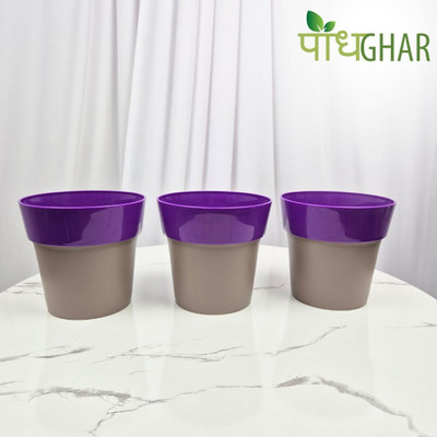 podhghar Arty Pot Pack Of 3 Plant Container Set(Pack of 3, Plastic)