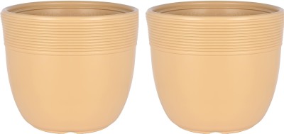 Muddstyles Plastic Jaguuar Pot 12 inch Flower Pots for Home office Garden Balcony Plant Container Set(Pack of 2, Plastic)