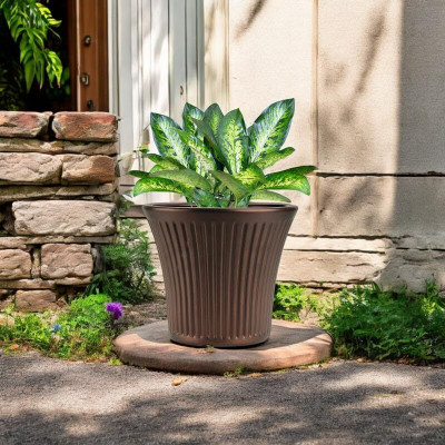 Garden's Need 10Inch(25.4CM) Flower Plastic Pot Plant Container Pot Round Shape Plant Container Set(Plastic)