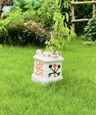 PLANTIO Shree tulsi pot big Plant Container Set(Ceramic)