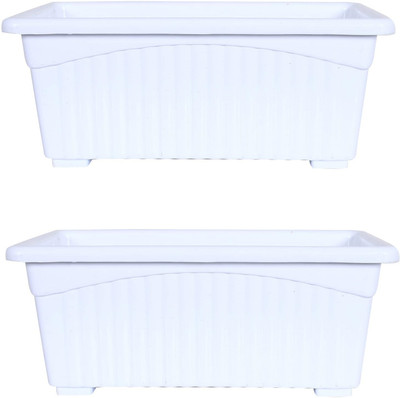 RR sah Rectangular Jupiter Plastic Window Pot|Flower Planter for Home & Garden 14 Inche Plant Container Set(Pack of 2, Plastic)