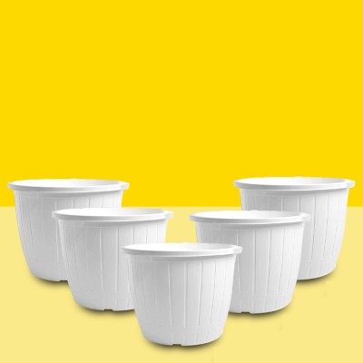 10club Duro Pots -10 Inch (Gamla Flower Plant Pots, Planting Pots for Indoor & Outdoor) Plant Container Set(Pack of 5, Plastic)