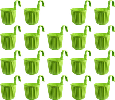 Zobby High Quality Plastic Hook Railing Pots / Hanging Plant Container Set(Pack of 19, Plastic)