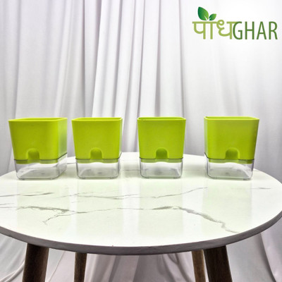 podhghar Self Watering Planters Plant Container Set(Pack of 4, Plastic)