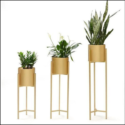 FNF Creation Modern Metal Floor Flower Stands Planter for Living Room Bedroom Plant Container Set(Pack of 3, Metal)