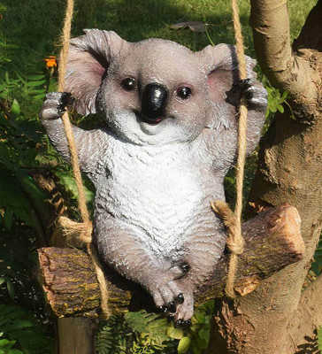 Vikarafty Koala Hanging Swing for Garden Tree Decor, Home Decor, Garden Decoration Decorative Showpiece  -  24.5 cm(Terracotta, Grey)