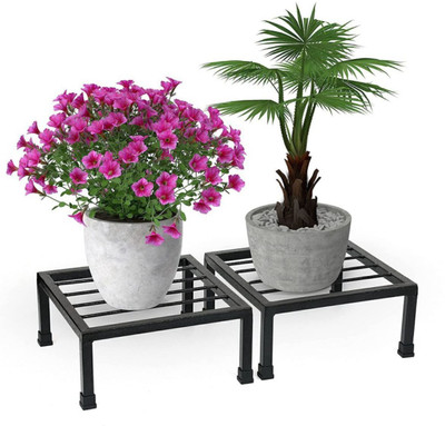 Sapna Enterprises Rust Free Premium Strong Flower Pot/Gamla Square Stand For indoor Outdoor Plants Plant Container Set(Pack of 2, Metal)