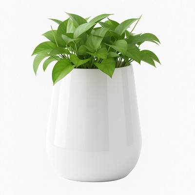 IndianWideland White Plant Pot For Home & Garden Decor | Tabletop Metal Flower Pot | 5'' Height Plant Container Set(Metal)