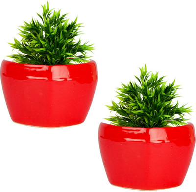 Luminescence Enterprises Ceramic Heart Shape Planter Container Set , Red Color , Size ( 12 x 12 x 8 ) CM Plant Container Set(Pack of 2, Ceramic)