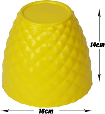 KUBER INDUSTRIES Plastic Flower Pot for Indoor|Outdoor|Diamond Flower Pot|6 Inch|Pack of 4|Yellow Plant Container Set(Pack of 4, Plastic)