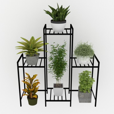 Knotify Unique Multi-Shelf Metal Knotify Planter Stand/Flowerpot Display Shelf Stand Plant Container Set(Metal)