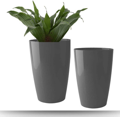 Muddstyles Plastic Tower Pot 14 inch Flower Pot for Home Office Garden Balcony Plant Container Set(Pack of 2, Plastic)