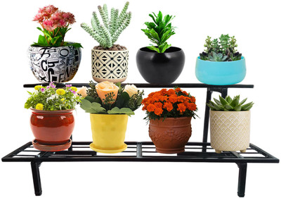MEENA ENTERPRISES 2 Step Stand for Multiple Plants and Pots Stand, Indoor Shelf Holder Rack Plant Container Set(Metal)