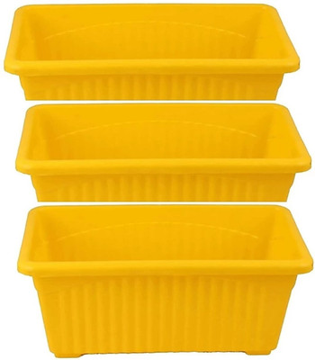 BGE Rectangular Plastic Pots for Plants, Jupiter Flower Pots for Home, Window Display, Garden Plant Container Set(Pack of 3, Plastic)