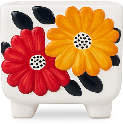 SajaoStore Sajao Store 3D Floral Design Square Ceramic Pot Plant Container Set(Ceramic)