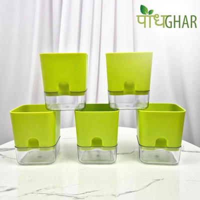 podhghar Self Watering Planters Plant Container Set(Pack of 5, Plastic)