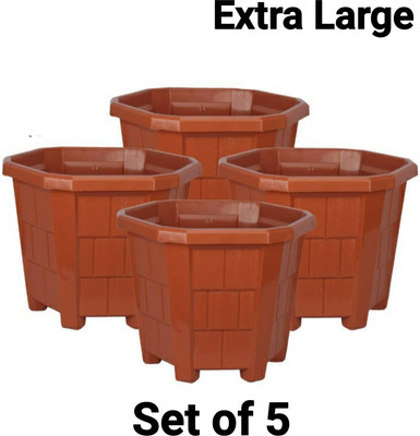 GreenLove New Gardening Hexagonal Planter for Terrace , Balcony and Home Garden Plant Container Set(Pack of 5, Plastic)