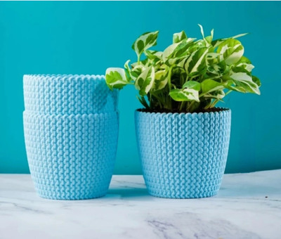 Decorzone 3 Premium Decorative Plastic flower plant pots gamla for home indoor & outdoor Plant Container Set(Pack of 3, Plastic)
