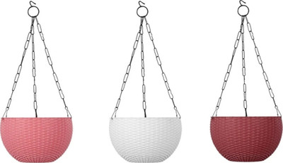 VirajSanchi Hanging Euro Basket Flower Pot Plant Container Set(Pack of 3, Plastic)