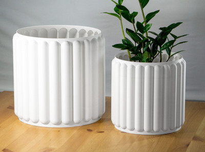 Krafterz Modern Fluted Planter Plant Container Set(Plastic)