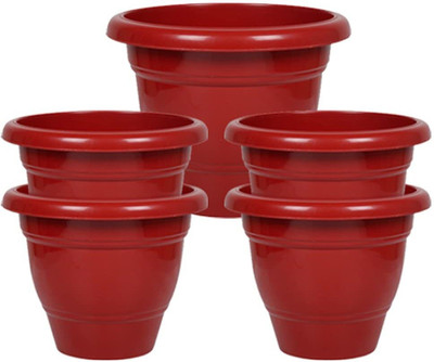 VirajSanchi 8 Inch Plastic Planters Plant Container Set for indoor/outdoor Pack of 5 Plant Container Set(Pack of 9, Plastic)