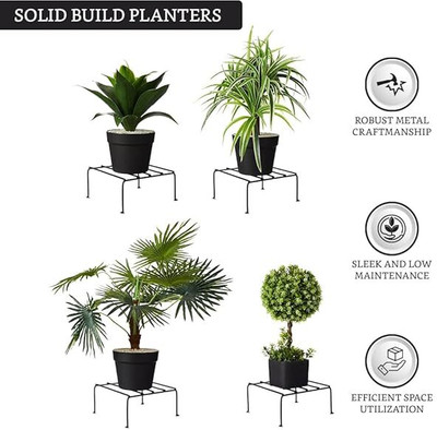 handaura overseas 4 SQUARE SHARP Plant Container Set(Pack of 4, Metal)