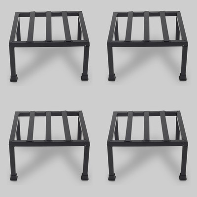 Green Gardenia Square Thick and Strong Leg Stand For Home,Garden, Balcony,Living Room | Black Plant Container Set(Pack of 4, Metal)
