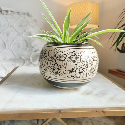 Niyara Designer ball pot (medium) Plant Container Set(Ceramic)