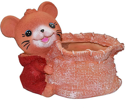 Everwell Mouse with Basket Design Resin Planter Resin Pots (without plant) Plant Container Set(Poly-Resin)
