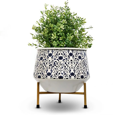 Cinagro Metal Flower Planter Pot - Marble Mirage Style Pots for Plants, Home Decoration Plant Container Set(Metal)