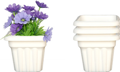 Zobby Heavy Plastic Indoor / Outdoor Flower / Gamla / Planter / Pot Plant Container Set(Pack of 4, Plastic)