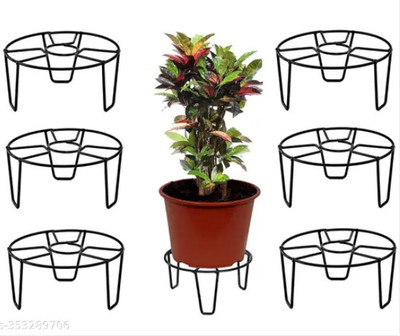 SBE SET OF 6 ROUND POT STAND FOR OUTDOOR & INDOOR Plant Container Set Plant Container Set(Pack of 6, Metal)