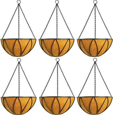 Garden King 12 Inch Lotus Design Hanging Basket Plant Container Set(Pack of 6, Metal)