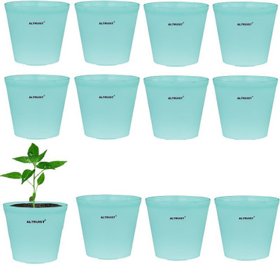Altruist Round Shape Plastic Bottom Tray Round Shape for Home plants Plant Container Set(Pack of 12, Plastic)