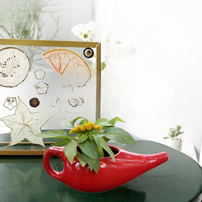 Jimkia Ceramic Planter Pot Red Color Chirag For Home & Garden Decor Plant Not Included Plant Container Set(Ceramic)