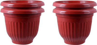 Zobby Olive Pots / Garden Pots / Planters / Flower Pots / Terrace / Balcony Plant Container Set(Pack of 4, Plastic)
